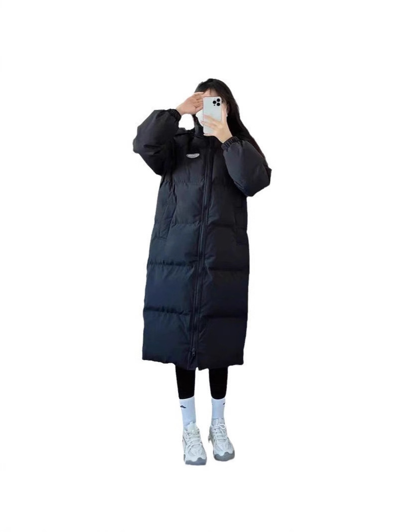 2025年冬用ミドル丈ダウンコットンジャケット、オーバーサイズ、小柄な方向け、厚手コットンコート、無地