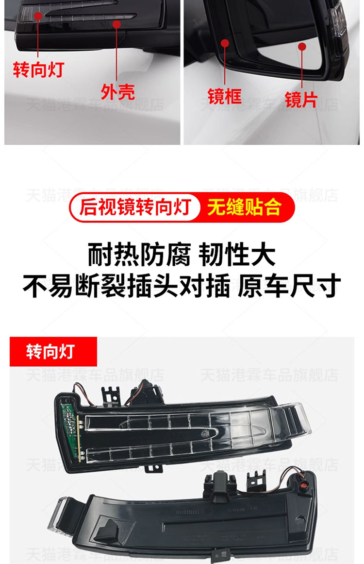 Suitable for Mercedes-Benz E200 E260 rearview mirror housing GLA GLK reversing lens frame turn signal bottom housing cover