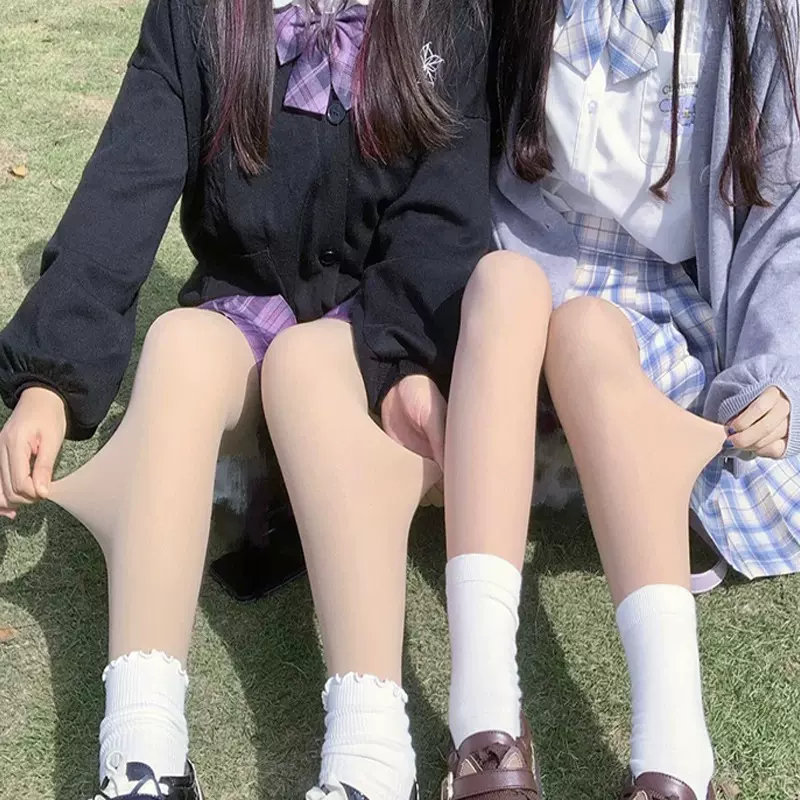 秋冬光腿神器加绒加厚保暖女打底袜外穿连裤袜一体裤肤色黑色jk袜