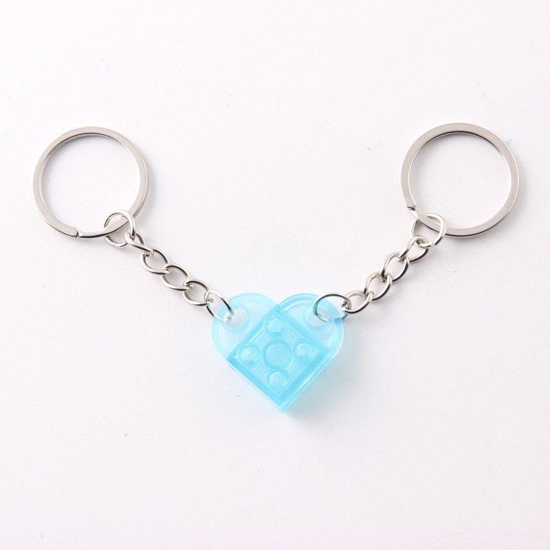 Dos en uno bloques de construcción de amor llavero pareja desmontable llavero amistad afecto en forma de corazón Qixi pequeño regalo