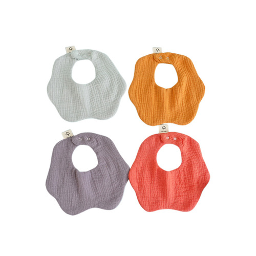 ins adjustable baby bib gauze newborn solid color petal bib baby saliva towel anti-fouling bib cross-border