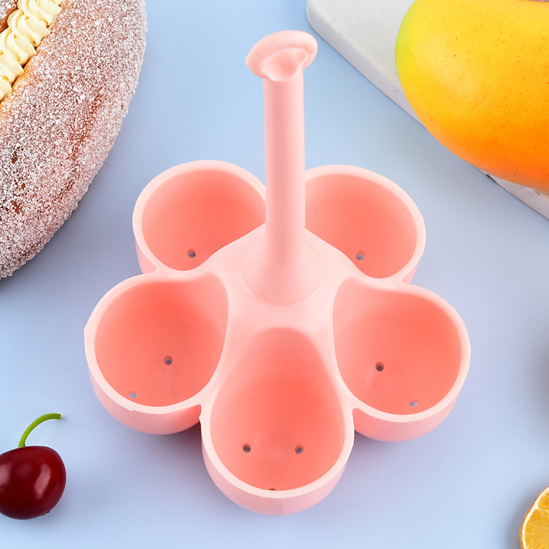 Fabricante complementario del huevo de los niños al vapor creativo resistente de alta temperatura de la categoría alimenticia de la bandeja del huevo del silicón de 5 agujeros de la caldera transfronteriza del huevo para cocer