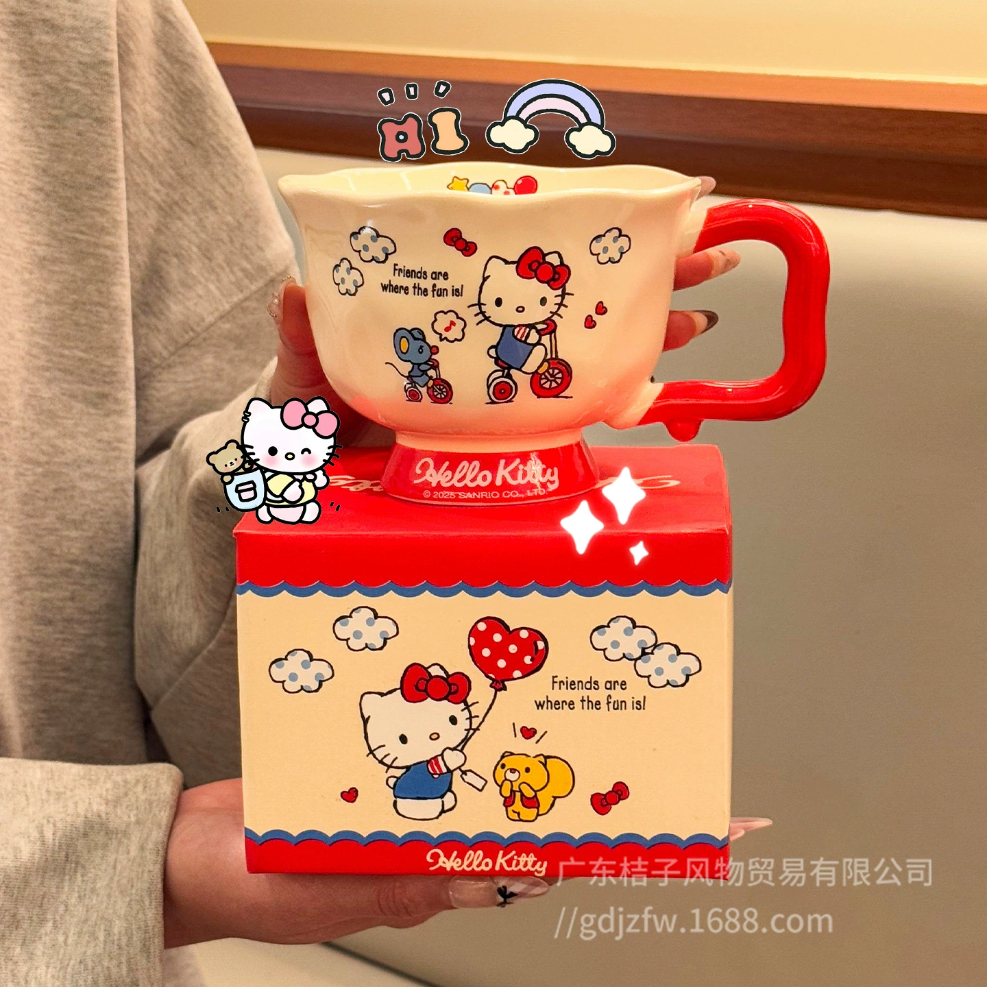 Кружка HelloKitty ко-брендированная с хорошим внешним видом, домашняя чашка для кофе, милая керамическая чашка, подарок на день рождения для девочек