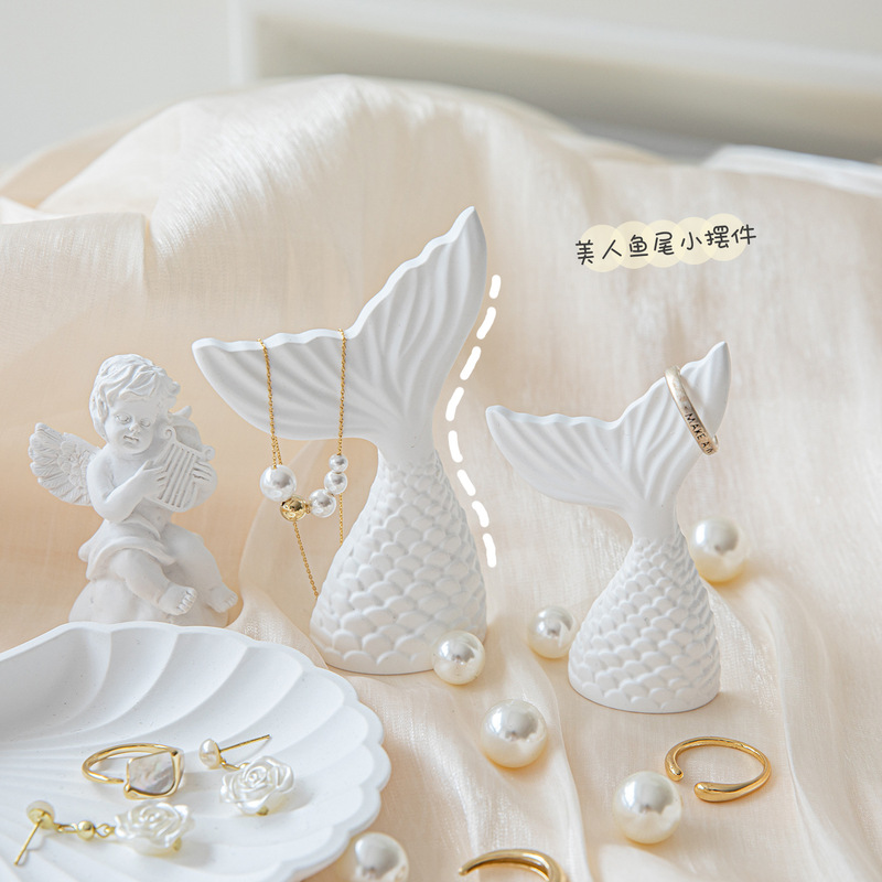 Ins Mermaid Tail Plaster Photo Props Ocean Style Jewelry Pearl Shell Photography Background Decorative Ornaments