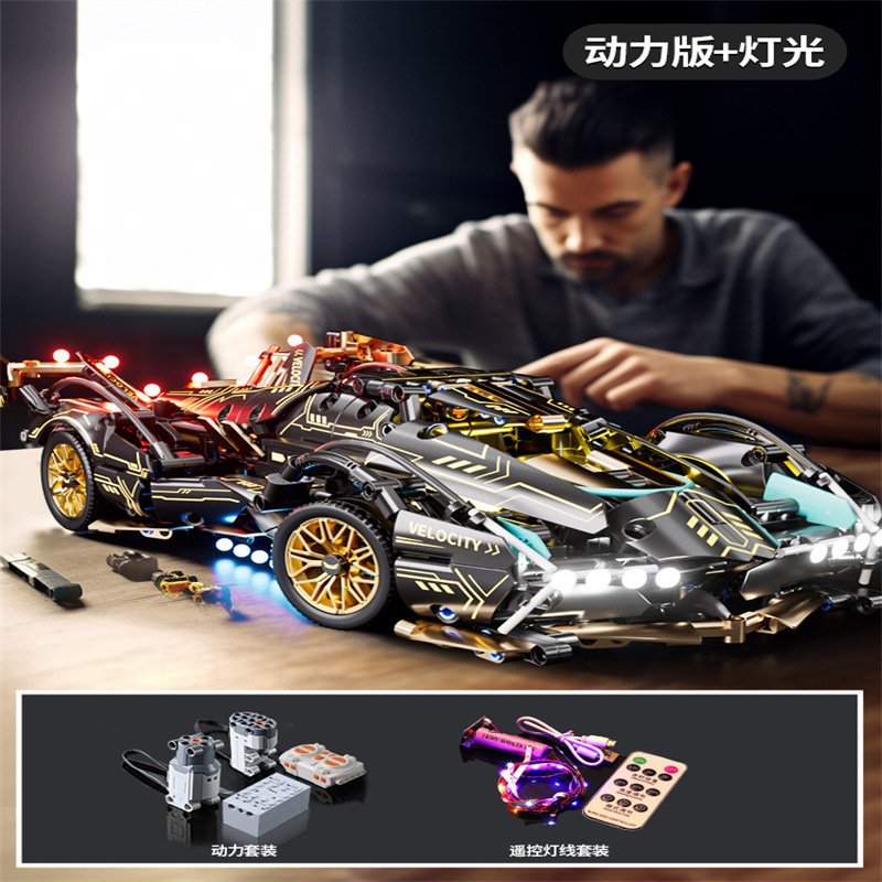 Compatible con lego galvanizado verde lambo tres mil años de coche deportivo Gini juguetes para niños modelo de coche de control remoto regalo de cumpleaños