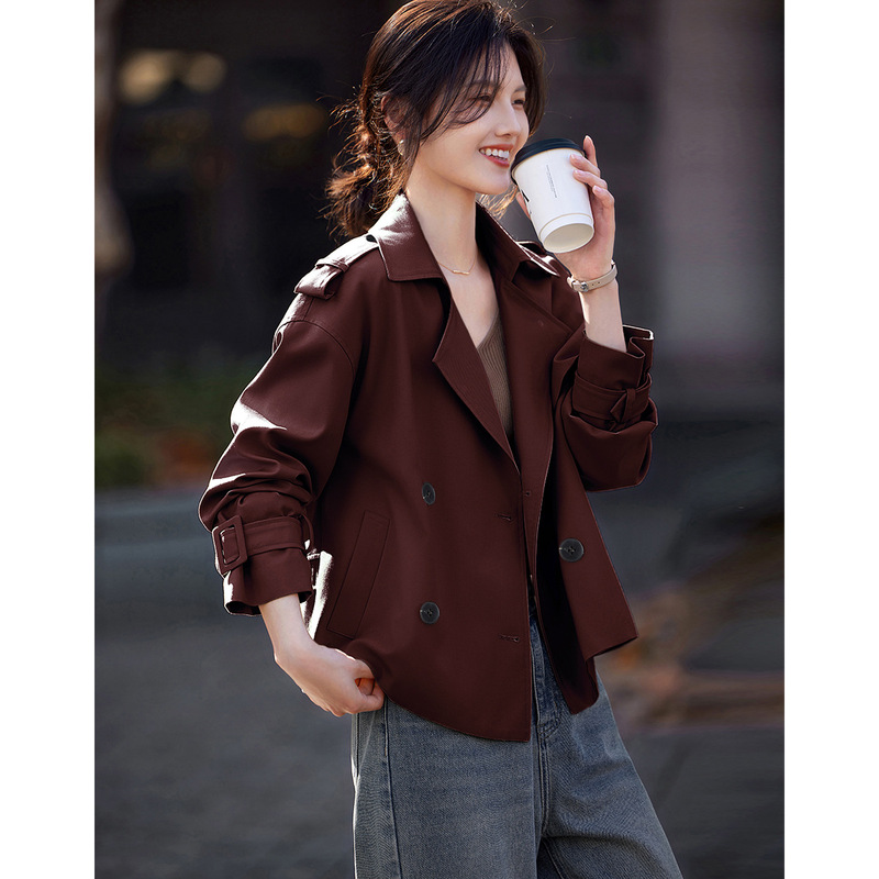 XWI欣未时尚通勤短款风衣外套女2025秋季新款休闲简约设计感上衣|undefined