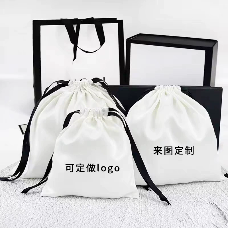 Сумка пыленепроницаемая и влагонепроницаемая сумка для хранения атласный шелк и атлас высококачественная роскошная демонстрационная упаковочная сумка сумка на шнурке может быть напечатана с логотипом