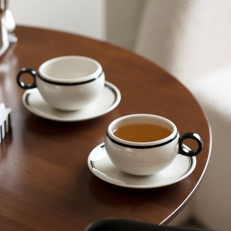 Medieval Retro Ceramic Coffee Cup Tea Cup High-End Afternoon Tea Tableware Cup and Saucer Set Mug Cross-Border Export
