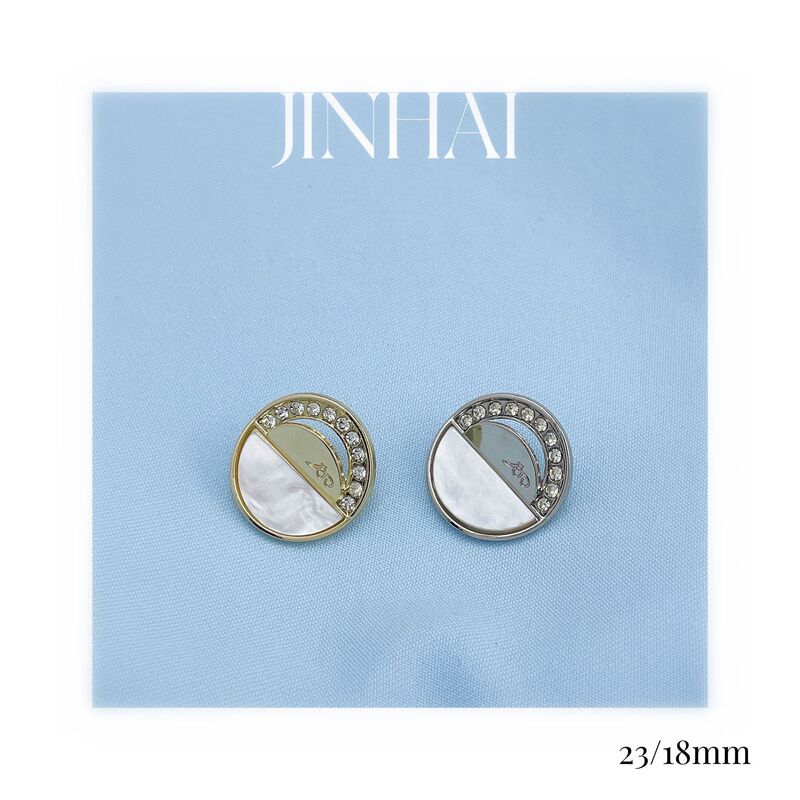 Qihai double button chic elegant style round mussel design streamer resin Diamond-embedded coat vest button