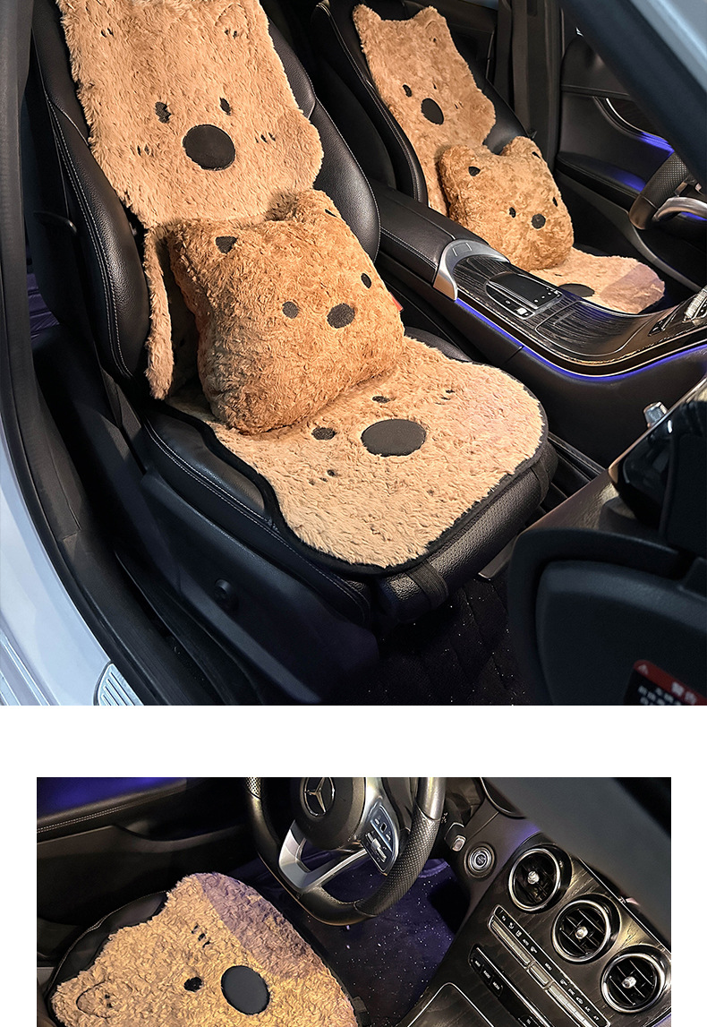 Car Seat Cushion Winter Thick Plush Cute West Highland Puppy Seat Cushion In-Car Autumn and Winter Warm Car Seat Cover for Women