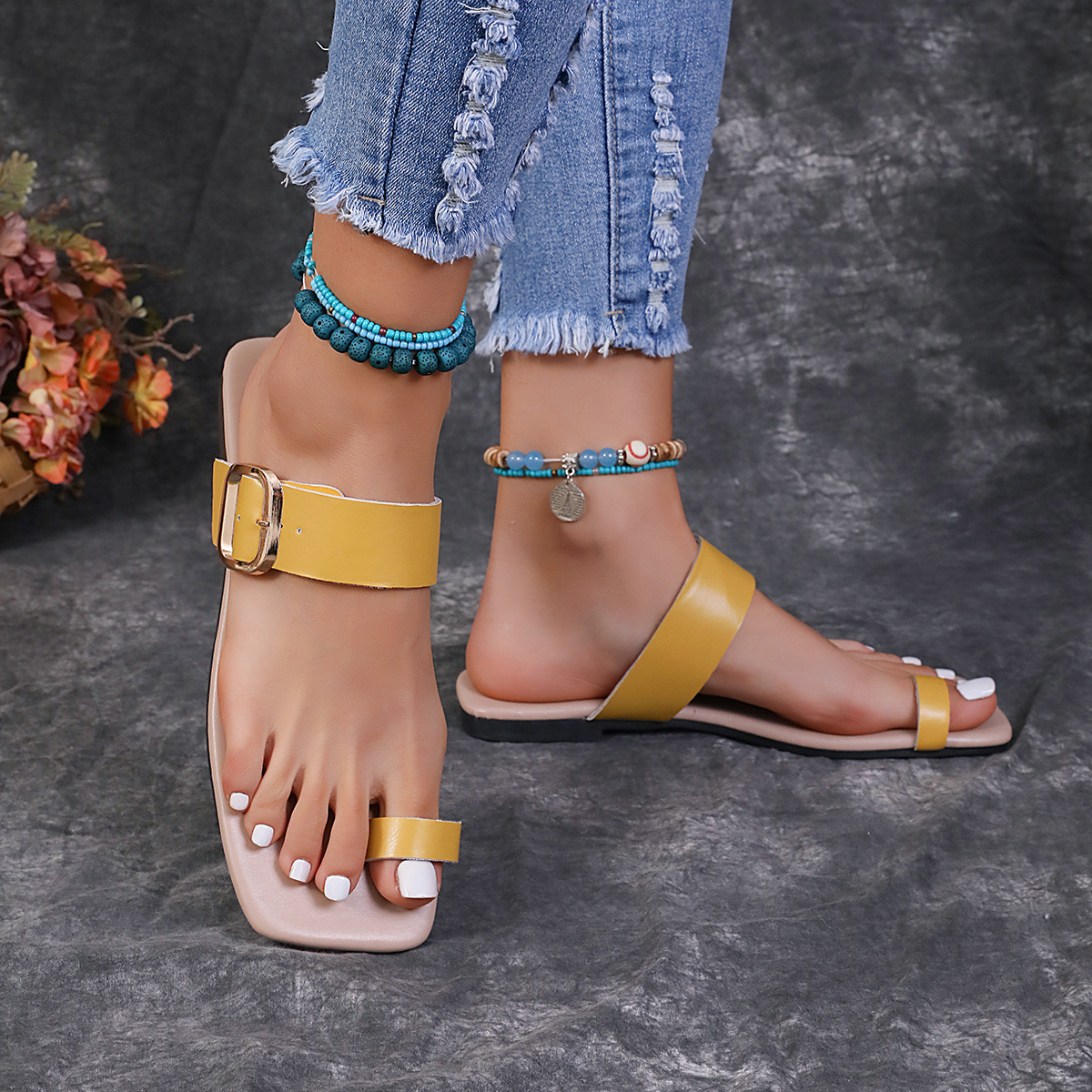 Women's Casual Color Block Open Toe Thong Sandals display picture 4