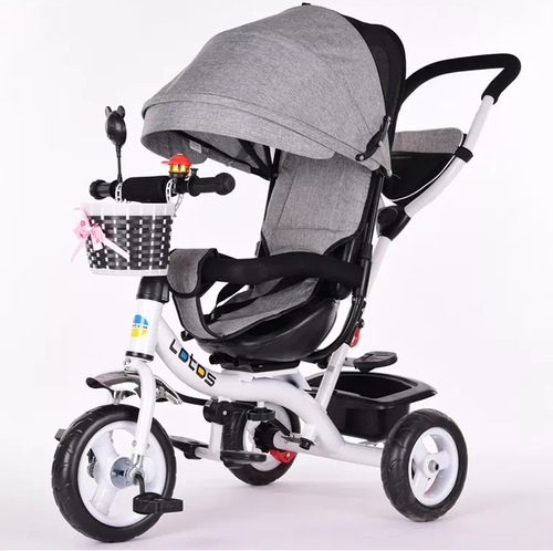 Four-in-One Multi-Function Child Tricycle Pedal Bike for 1-3 Year Old Babies, Foldable and Reclining Baby and Toddler Push Cart