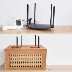 日本式実木藤編ルーター光猫隠し収納ケースマスクwifiテレビトップ収納ケース