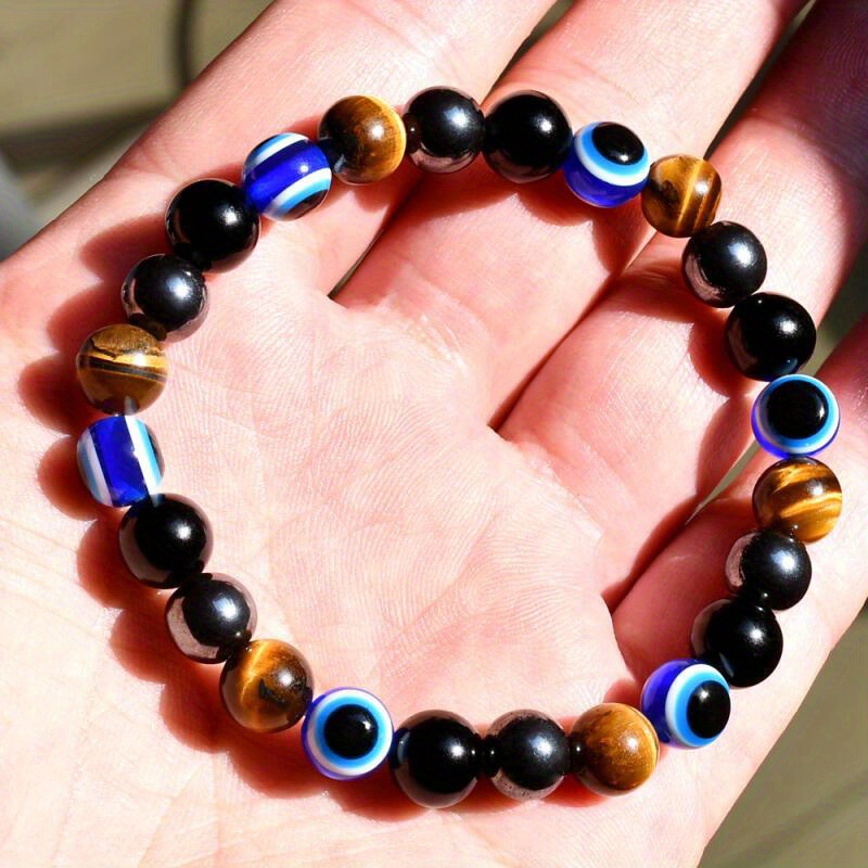 Tiger Eye Devil Eye Bracelet Cross-border Hot Selling Bracelet Black Gallstone Beads Men's and Women's Couple Factory Wholesale