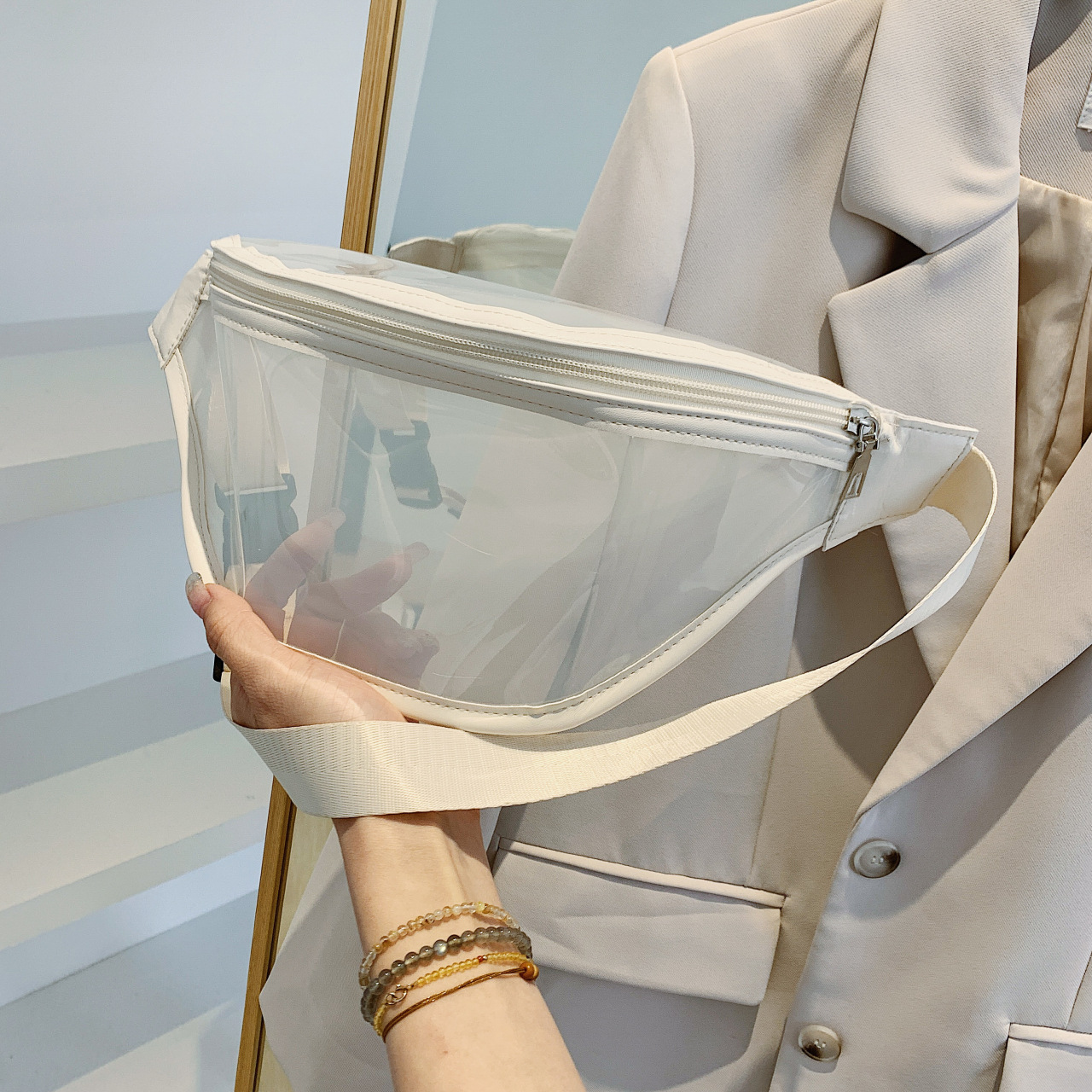 Bolsos transparentes populares, bolsos de mujer, 2024, nueva tendencia, bolsos de mensajero simples y de moda, bolsos de pecho casuales, bolsillos, pvc