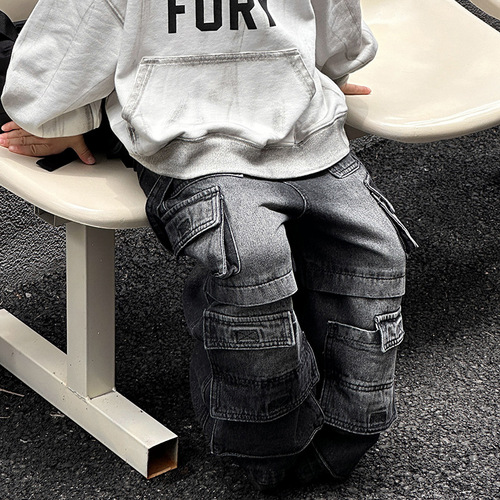 Boys' Han Style Trendy Denim Jeans 2025 Autumn New Children's Fashion Loose Pants for Young Children Spring and Autumn Long Pants