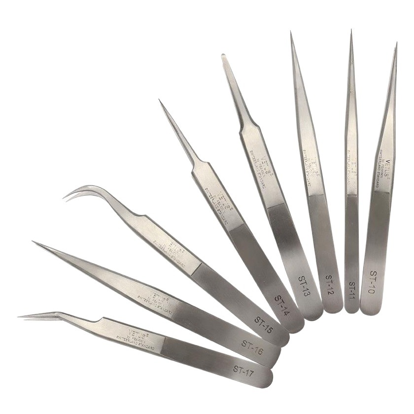 Venta al por mayor anti-falsificación original VETUS Acero inoxidable injerto pestañas pinzas especiales ST serie productos genuinos pinzas multifuncionales