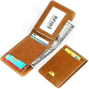 Guangzhou wholesale bag cross-border vintage genuine leather men's card book card holder card holder female cowhide card holder anti-degaussing pouch