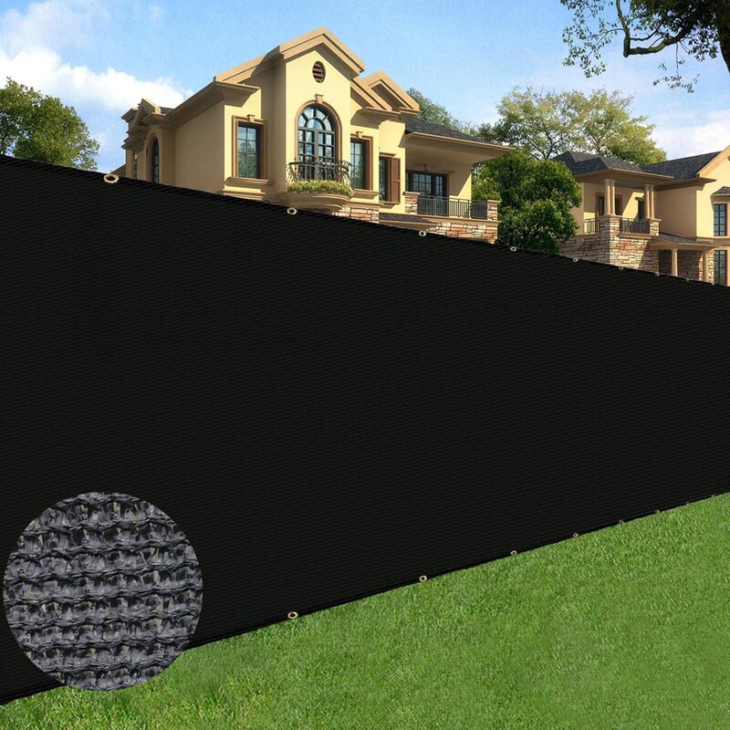 Black privacy netting for outdoor patios, balconies, and railings; used as a screen, windbreak, dust barrier, sunshade, and sun protection Black privacy netting for outdoor patios, balconies, and railings; used as a screen, windbreak, dust barrier, sunshade, and sun protection