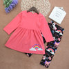 Summer cartoon rainbow fashionable set, European style, long sleeve, western style