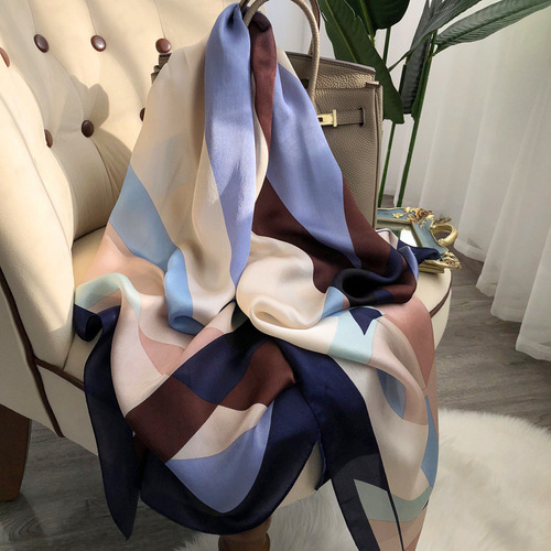 Hangzhou Silk Scarf Women's Versatile Korean Style Light Luxury Style Calla Lily Long Mulberry Silk Scarf Anti-Tank Shawl