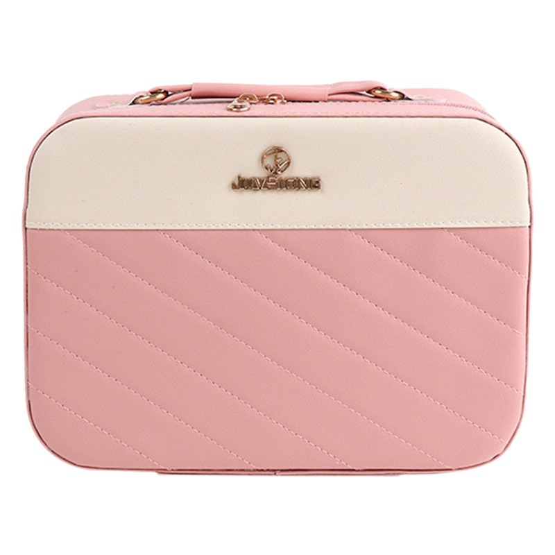 Bolsa de cosméticos de cuero caja de almacenamiento de gran capacidad para mujeres caja de cosméticos Portátil Bolsa de almacenamiento de cosméticos de alta apariencia al por mayor