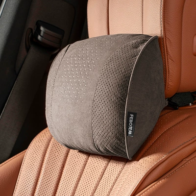 Car Cushion and Neck Pillow, Headrest - s-style-suede-mocha-brown-headrest-1-piece