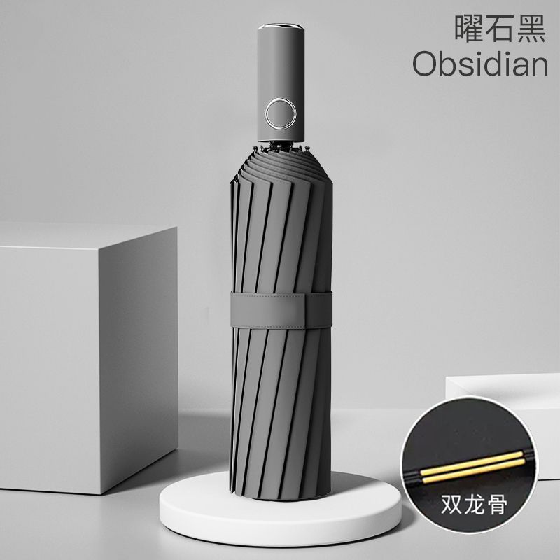 [플래그십] 흑요석 블랙 [32 유리 섬유 방풍 우산 뼈 + 특허 우산 손잡이]]