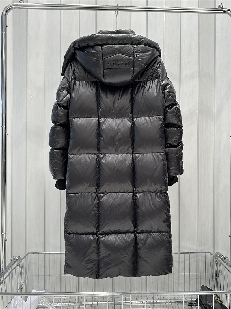 Diamante negro perla negra chaqueta larga para hombres y mujeres 2024 nuevo terciopelo grueso sobre la rodilla sombrero desmontable pareja