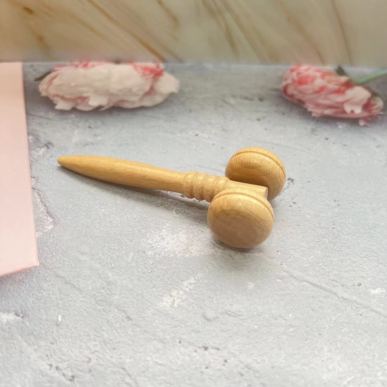 Amazon-Buchholz kleines Massageset Lotus, handgefertigte Massagezubehöre aus Lotusholz, massives Lotusholz, handgeschnitztes Set