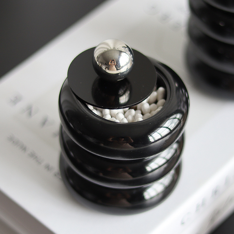 Caja de hisopo de algodón de estilo nórdico caja de algodón cosmético de melamina escritorio a prueba de polvo Limpieza de algodón Caja de almacenamiento de cristal caja de bolas de algodón