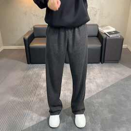 深灰色弯刀糯米裤男款垂感慵懒风松弛感裤子直筒修身美式休闲卫裤