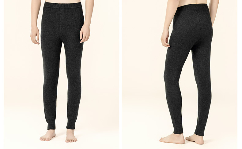 Quần legging cashmere nam nữ cao cấp lưng cao giữ ấm dệt kim — Màu xám đậm của nam giới chi tiết 15