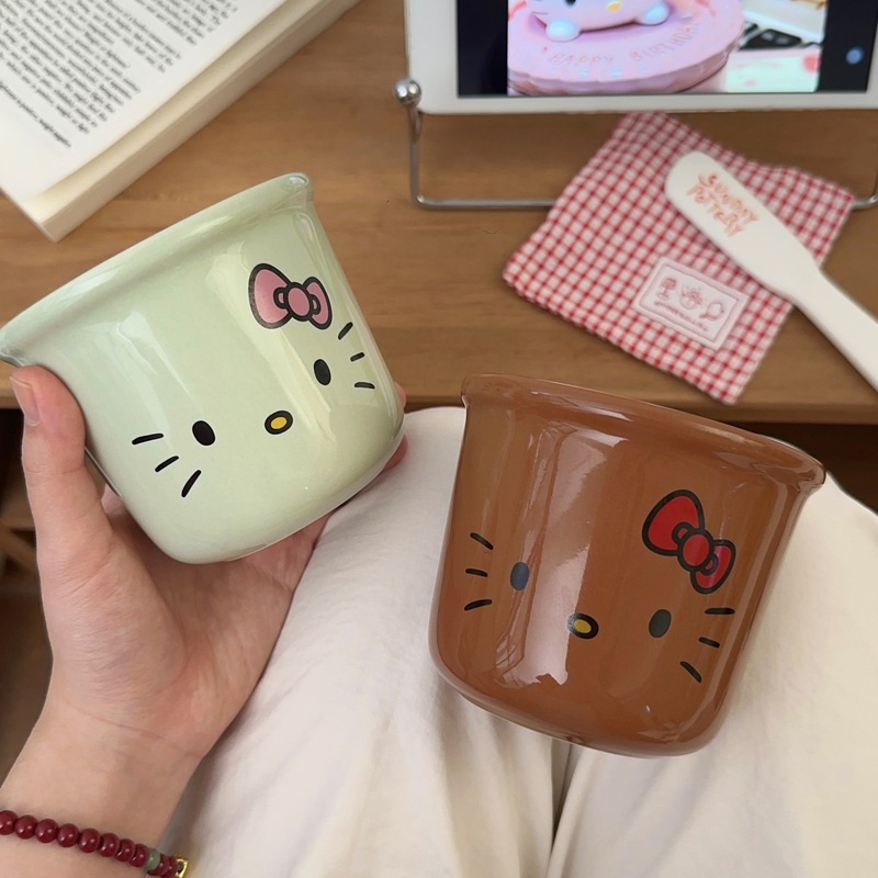 可爱猫咪马克杯陶瓷杯高颜值家用情侣款喝水杯子少女心手握咖啡杯|undefined