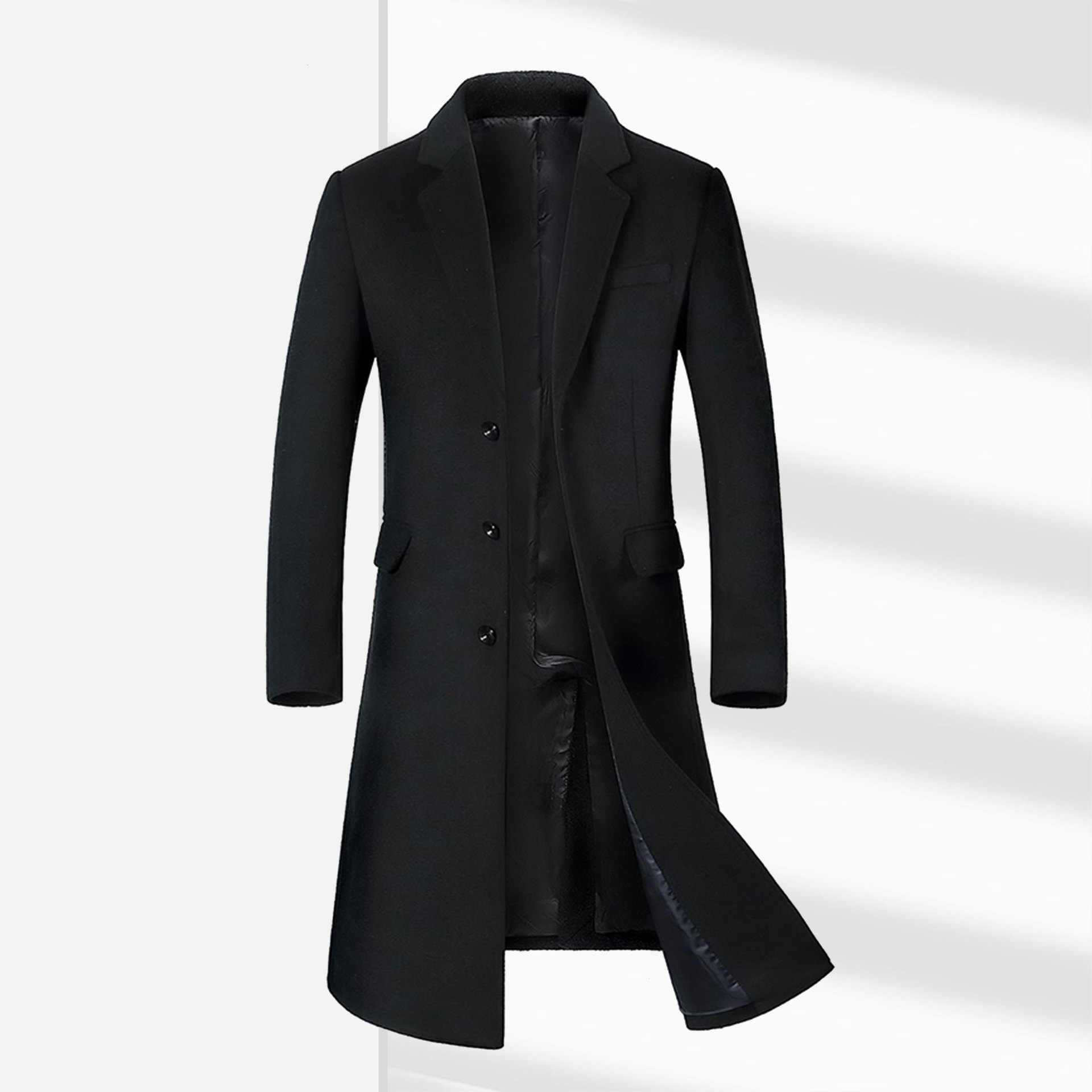 Capa de lana transfronteriza de los hombres de la Juventud de invierno de algodón y engrosamiento británico pintado largo de lana abrigo de los hombres