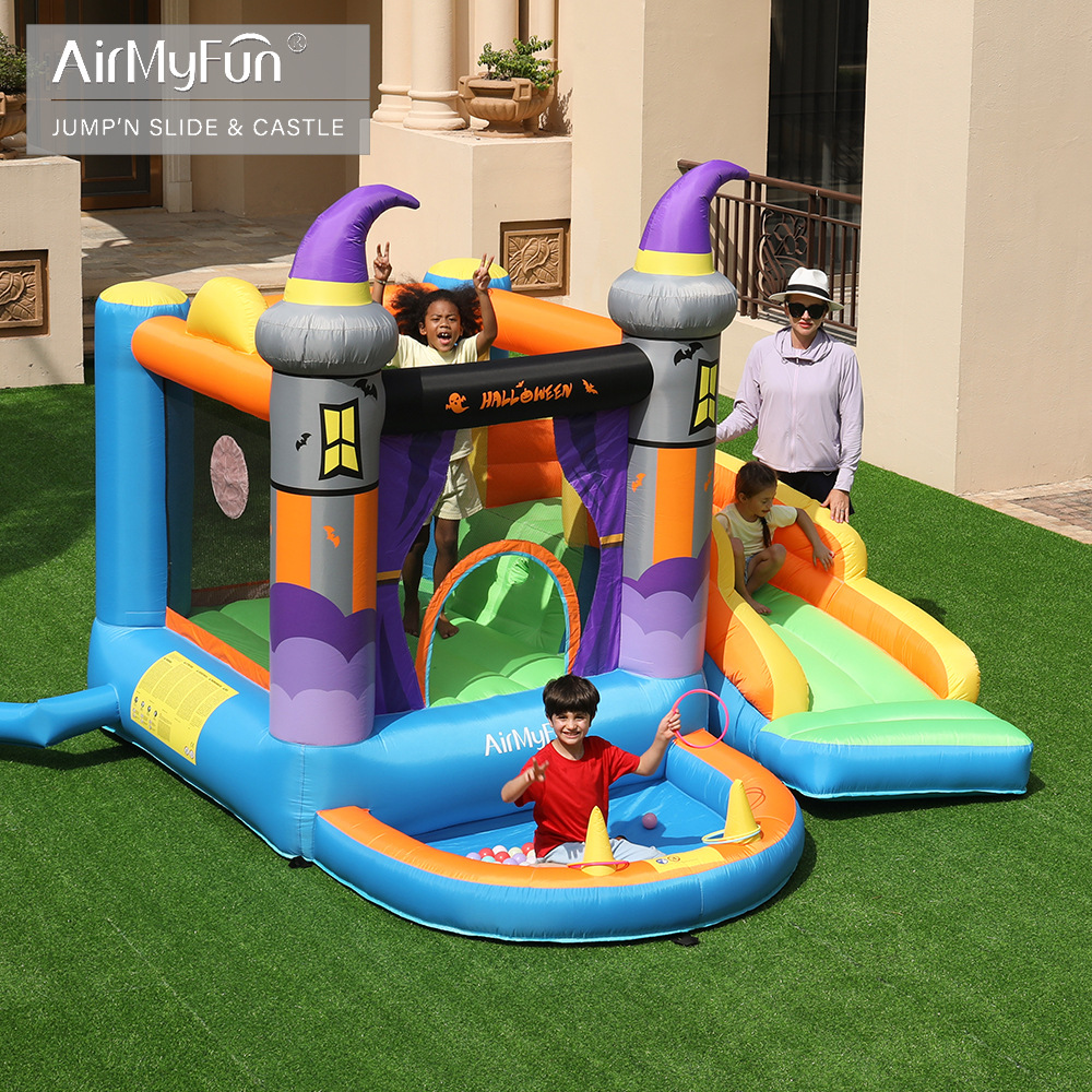 AMF | Castillo inflable para el hogar de Halloween castillo inflable para niños Castillo de fiesta tobogán inflable para niños
