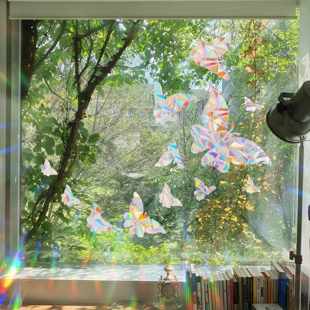 Glass Film Translucent Colorful Glass Balcony Window Sun Catcher Sticker Transparent Refractive Electrostatic Window Sticker