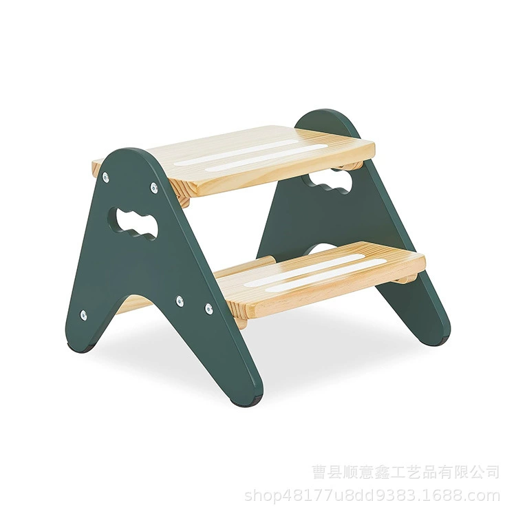 Детский табурет из цельного дерева, табурет для ног малыша, мытье ног, двухслойный детский стульчик для лазания, табурет, многослойный красочный из цельного дерева