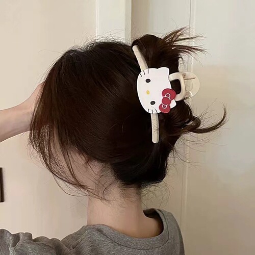 Hellokitty cute and sweet new style clip female niche high-end sense back head shark clip hair volume and hair accessories