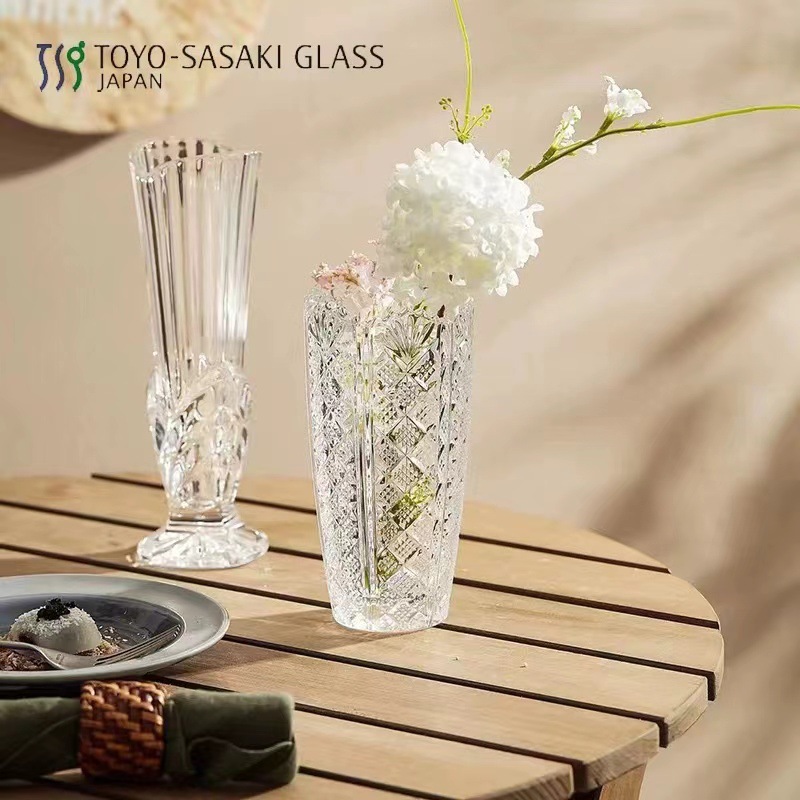 Japanese imported Oriental Sasaki crystal glass vase ornaments model room living room flower arrangement flower set gift giving