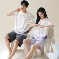Супермягкие пижамы для пар из хлопка Tencel, летние шорты с короткими рукавами, можно носить на улице летом, крутой пуловер, комплект домашней одежды