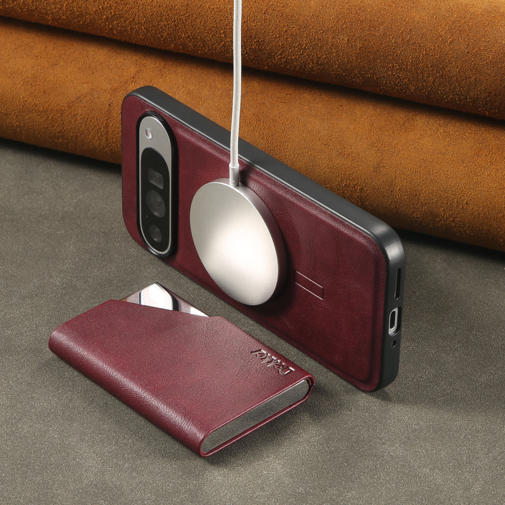 Red phone case, card holder