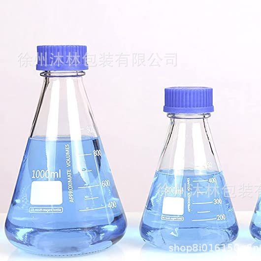 工厂大货供应250ml 500ml 1000ml玻璃试剂瓶蓝盖锥形瓶
