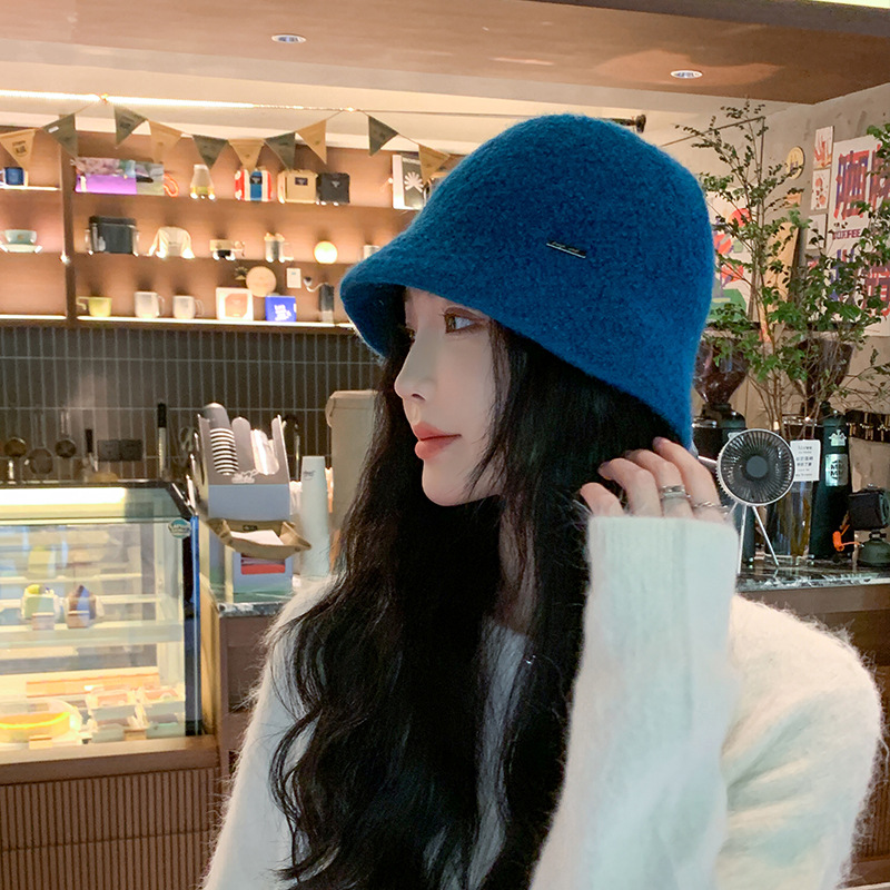 Nuovo cappello da pescatore in lana tinta unita autunno e inverno per viaggi di piacere all'aperto da donna Edizione coreana Vetrina viso piccolo_voghion.com