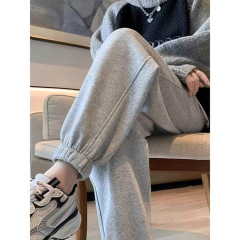黑色运动裤女秋季百搭宽松显瘦束脚休闲九分卫裤直筒百搭哈伦裤子