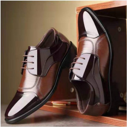 Zapatos de cuero de los hombres de la ropa formal de los hombres señaló negro británico de negocios jóvenes altura creciente zapatos casuales transpirable suave entrega de una sola pieza image 7