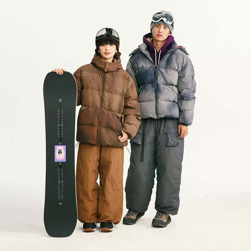 冬潮流水洗复古羽绒服时尚舒适男女同款宽松保暖大翻领滑雪服外套