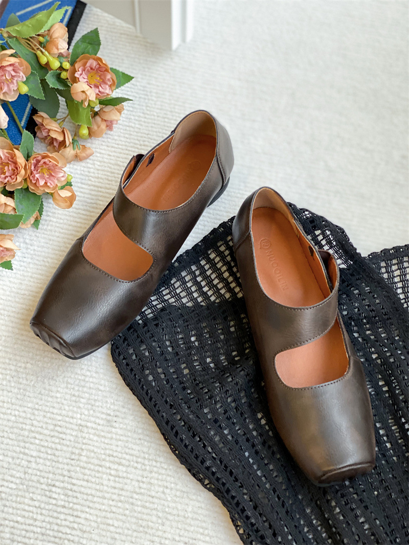 Flat soled grandma single shoe women's 2024 summer new Korean version versatile soft sole thick heel dance ballet shoes_voghion.com