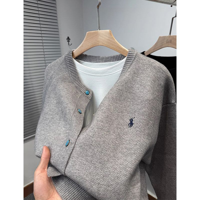 Explosiones transfronterizas de tamaño europeo bordado cardigan suéter de punto chaqueta de hombre botón turquesa fábrica de marea al por mayor