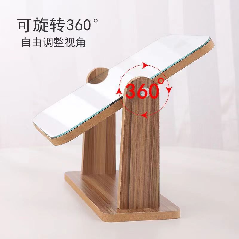 メーカー直供ins風木製化粧鏡女子寮携帯型学生鏡回転高精細ネット赤鏡|undefined